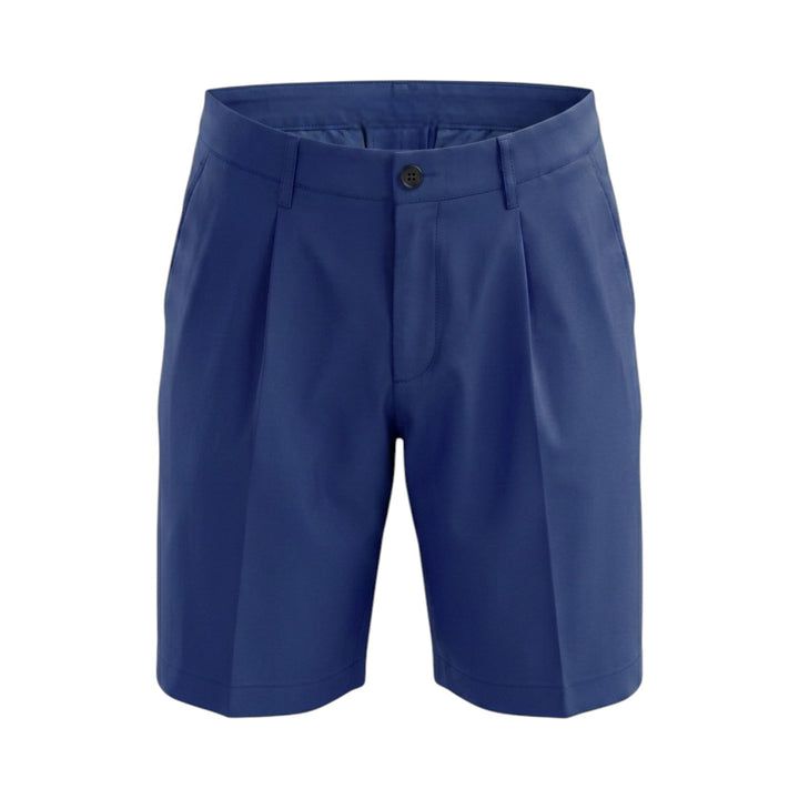BERMUDA MIT AMERIKANISCHEN TASCHEN UND EINER BUNDFALTE AUS BLAUER BAUMWOLLE
