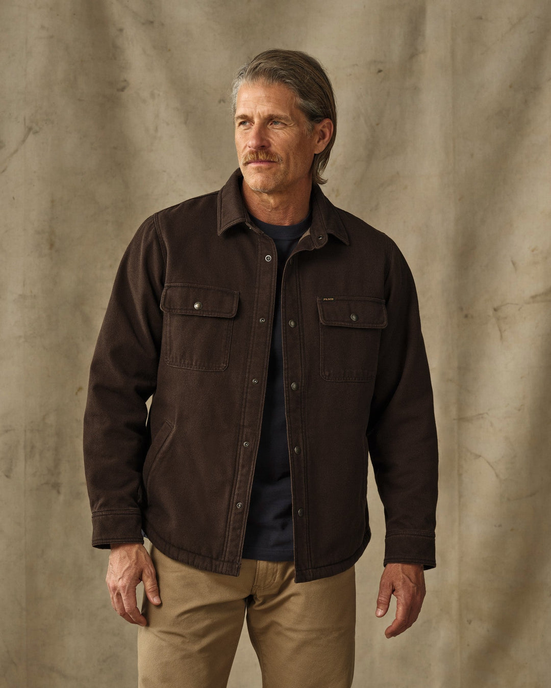 Filson Fleece-Lined Jac-Shirt Dark Brown Marrone - foto 1