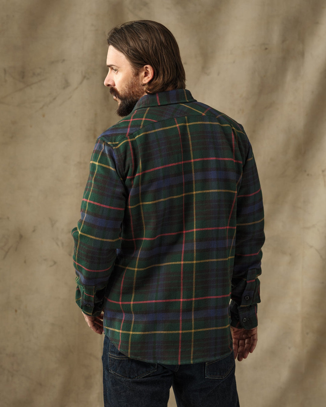 Filson Vintage Flannel Work Shirt Green/Navy Plaid Verde - foto 2