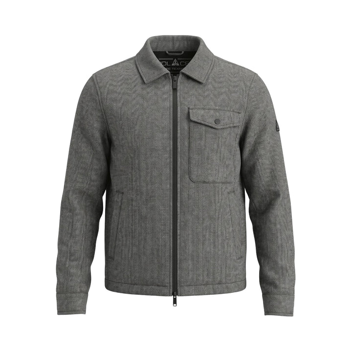 Overshirt zip imbottita a spina di pesce nero Heskimo, vista frontale