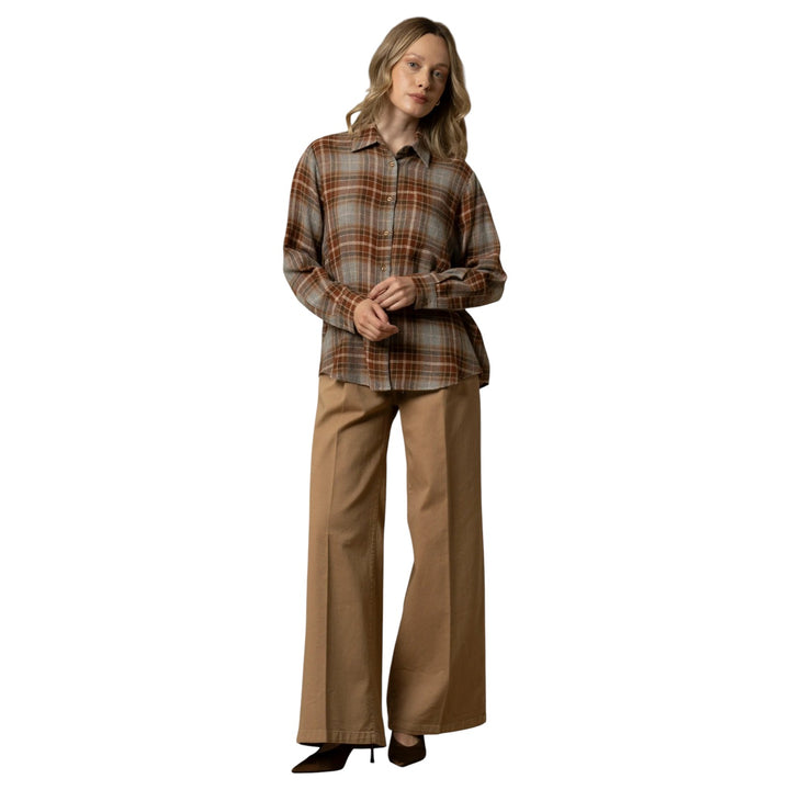 CAMICIA ELYA TARTAN GRIGIO-MARRONE