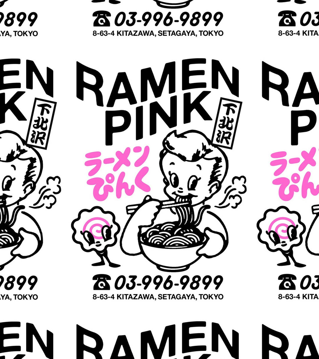 Ramen-T-Shirt, rosa, weiß