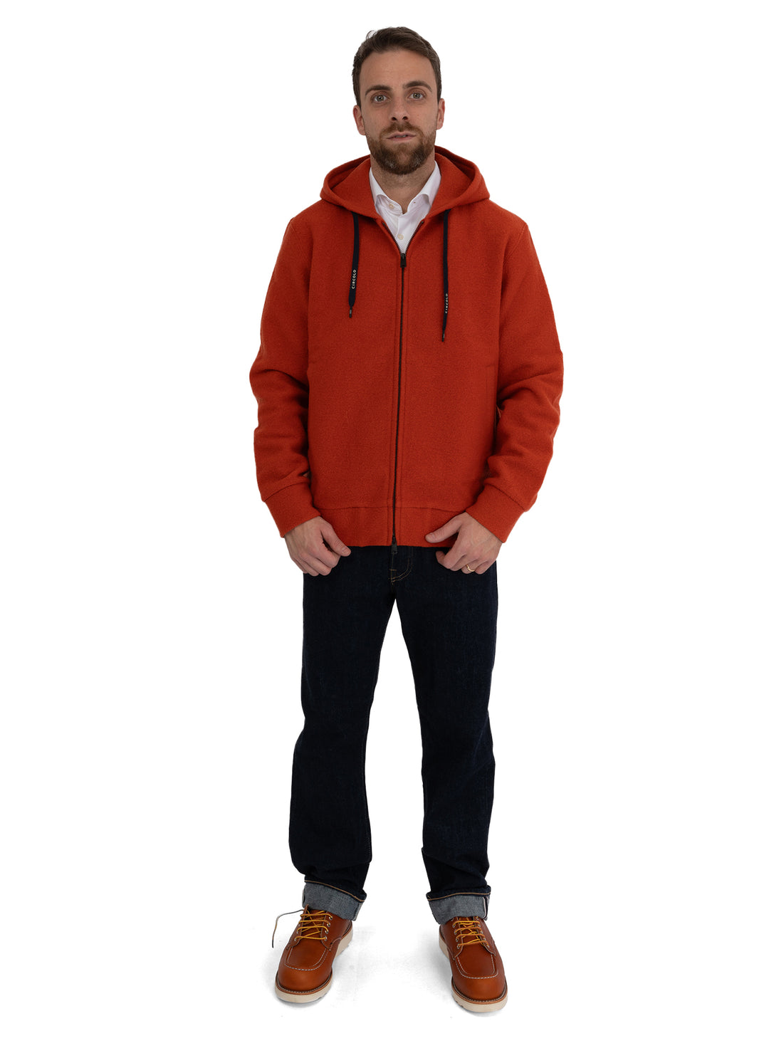 immagine-5-circolo-1901-giubotto-con-cappiuccio-in-lana-vergine-arancio-giacca-cn4599-hoodie-zip-arancio