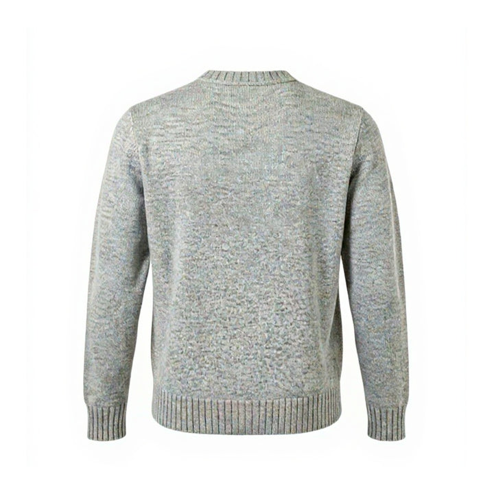 CREW NECK WOOL SWEATER WITH MONT BLANC EMBROIDERY, GREY