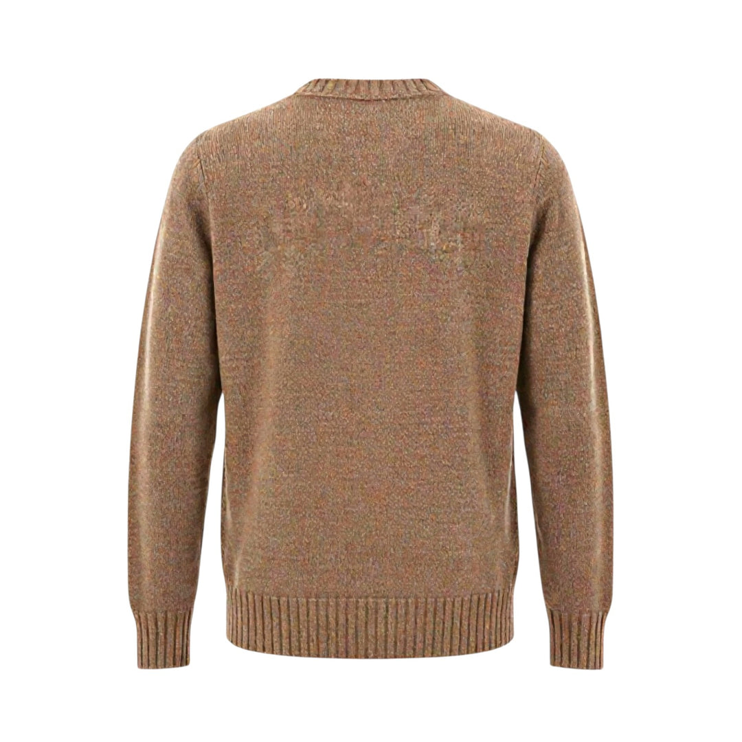 CREW NECK WOOL SWEATER WITH APRESS EMBROIDERY, SKY BROWN
