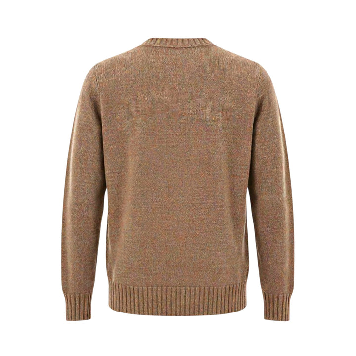 CREW NECK WOOL SWEATER WITH APRESS EMBROIDERY, SKY BROWN