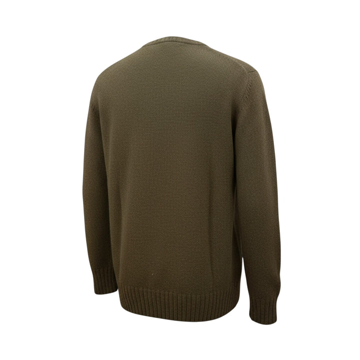CREW NECK WOOL SWEATER WITH ASPEN GREEN EMBROIDERY