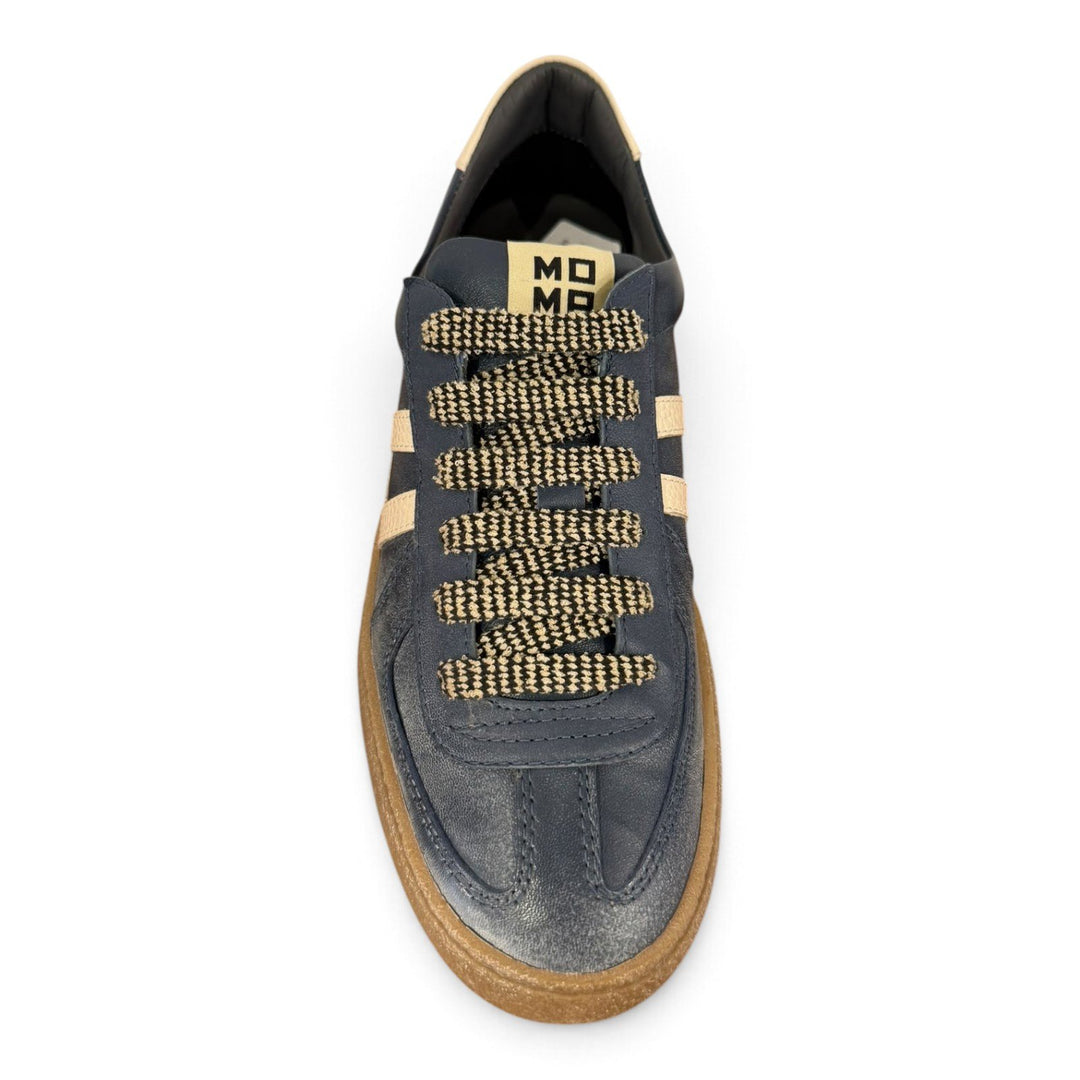 Kazan sneakers in vera pelle blu Moma