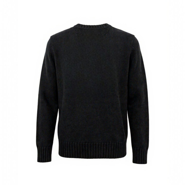 ST. MORITS EMBROIDERED CREW NECK WOOL SWEATER IN BLACK