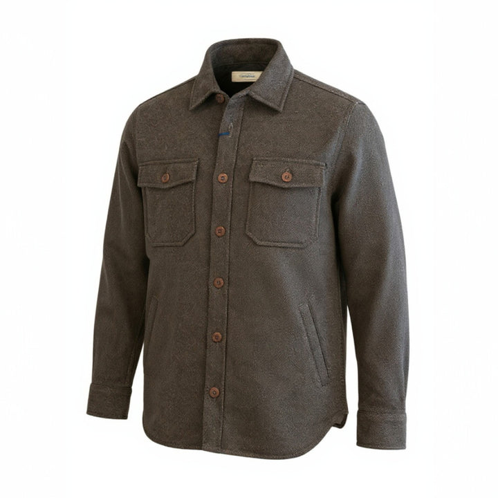 QUILTED BROWN WOOL SHIRT