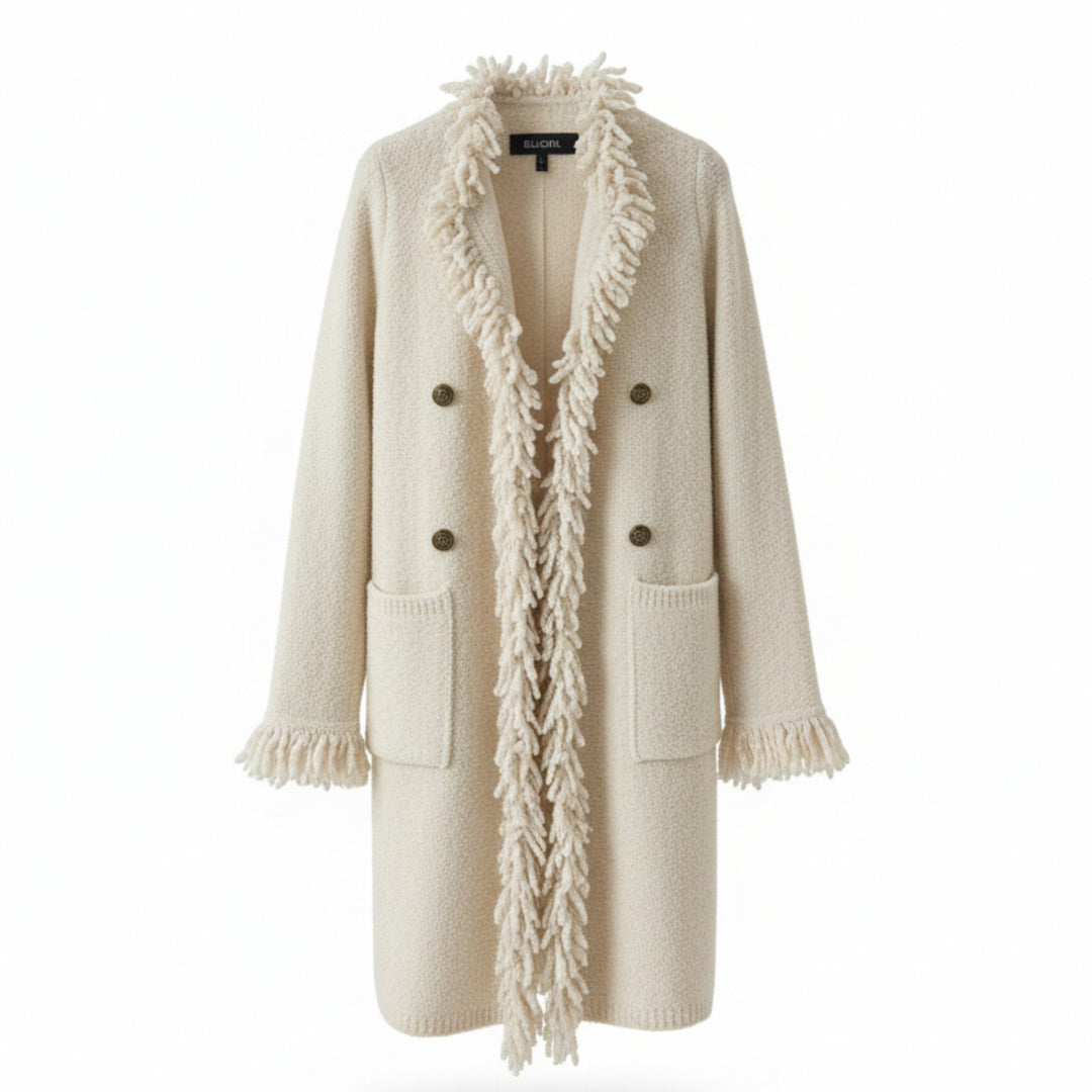 CASCATA1 Elfenbeinfarbener Mantel