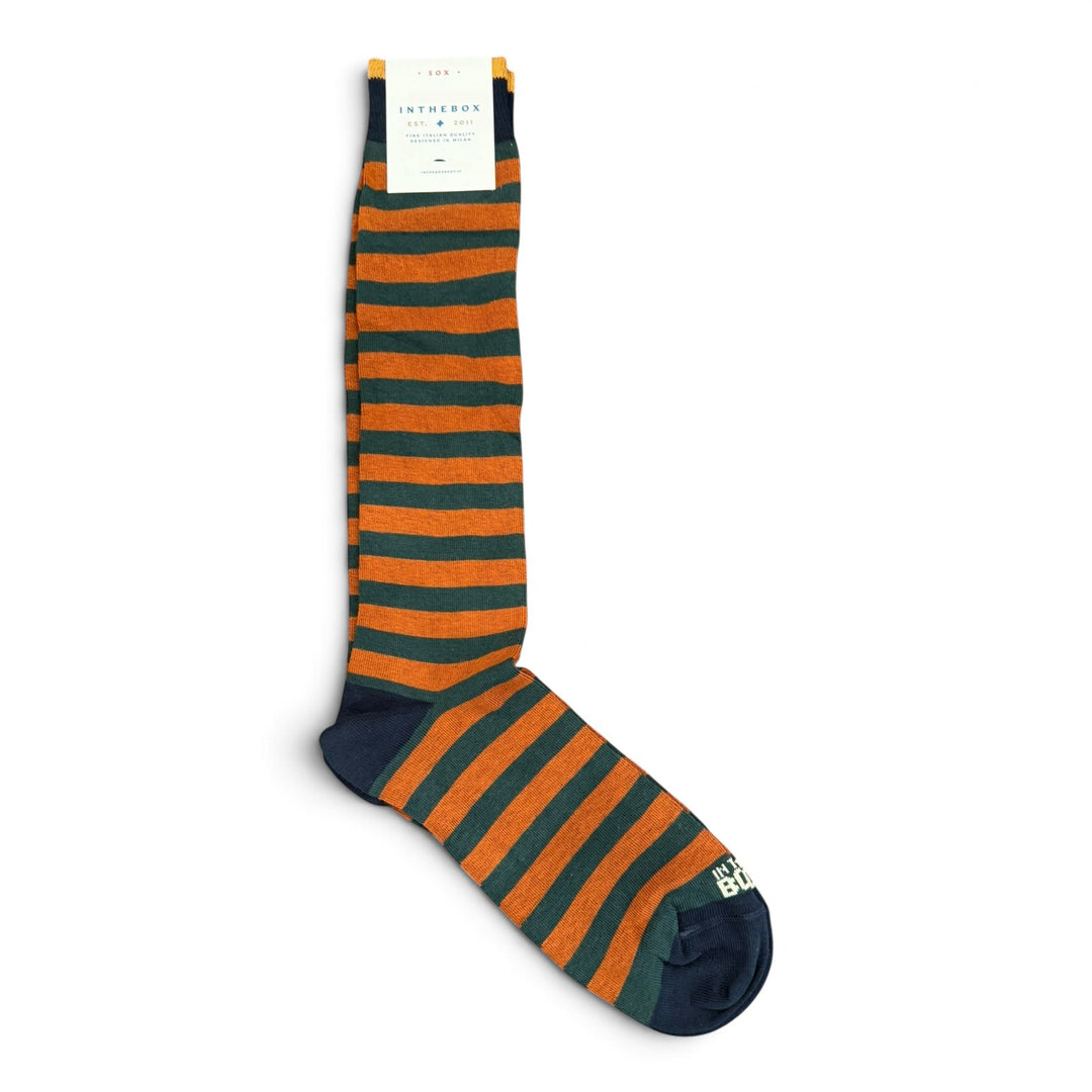 Socken Stripe Rugby Dunkelorange/Grün