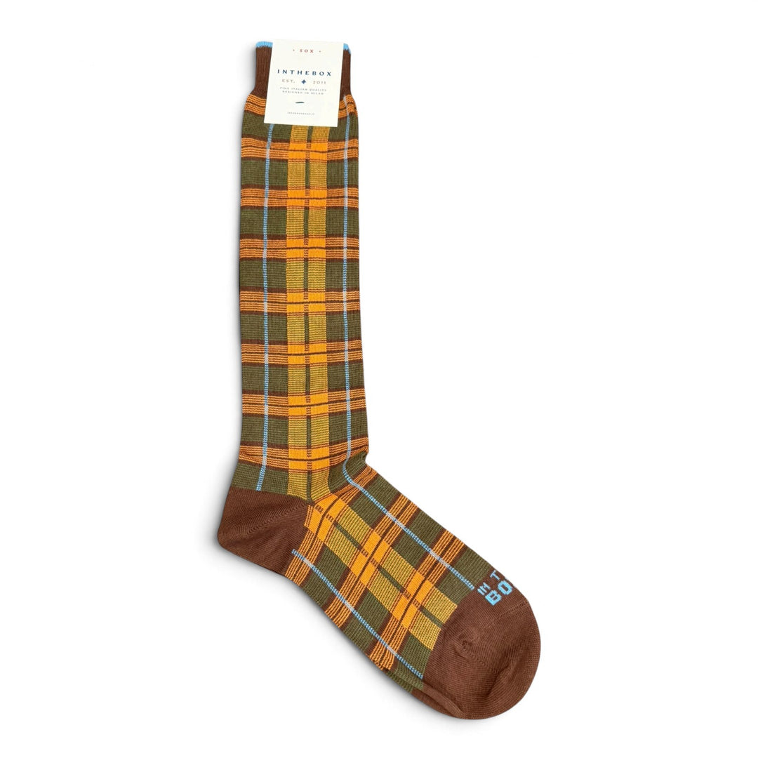 Tartan-Socken Militärgrün/Kamel