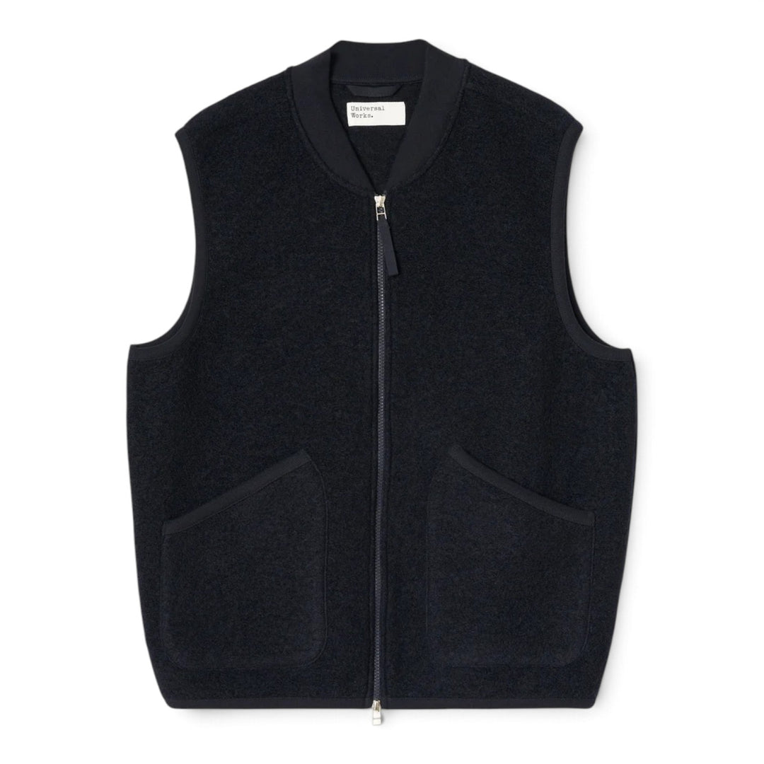 Zip Waistcoat Wool Fleece Navy
