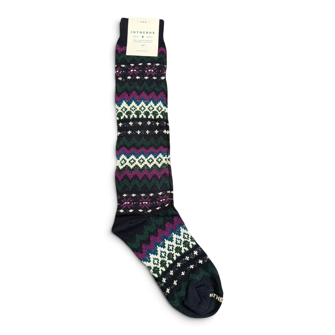Socken Fair Isle Blau/Creme