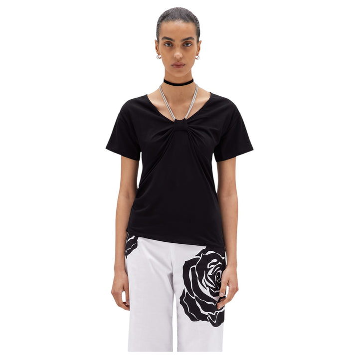 BLACK CRYSTAL DRAWSTRING T-SHIRT