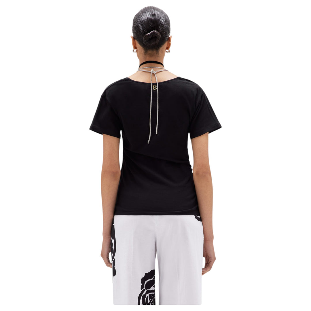BLACK CRYSTAL DRAWSTRING T-SHIRT