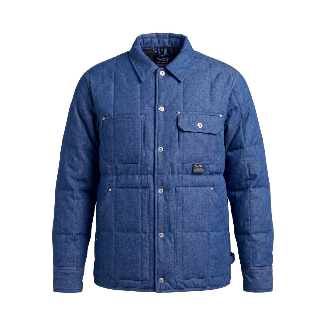 Work Down Shirt giacca trapuntata in denim indaco Taion, vista frontale