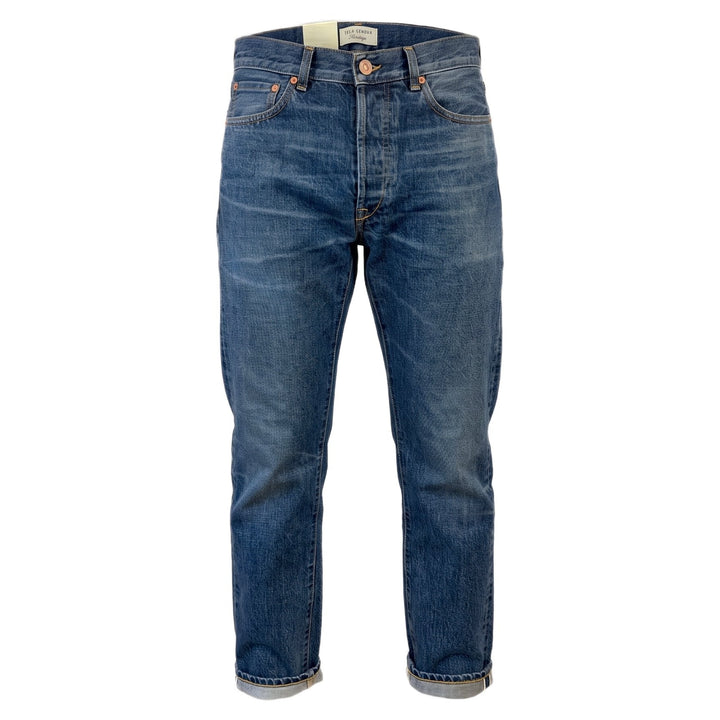 Tela Genova ITALO SELVAGE FADED DARK BLUE Blu - foto 1