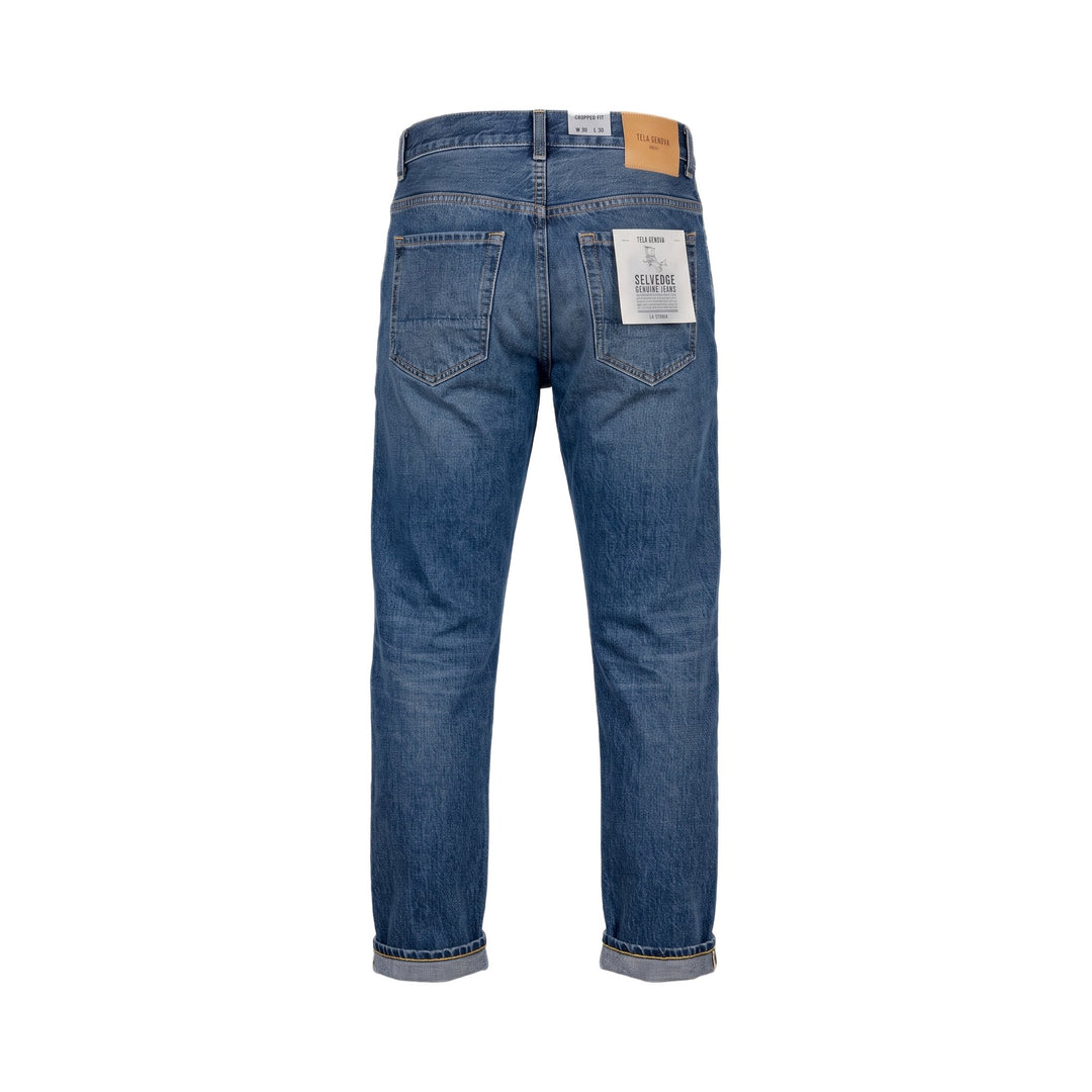 Tela Genova ITALO SELVAGE FADED DARK BLUE Blu - foto 2