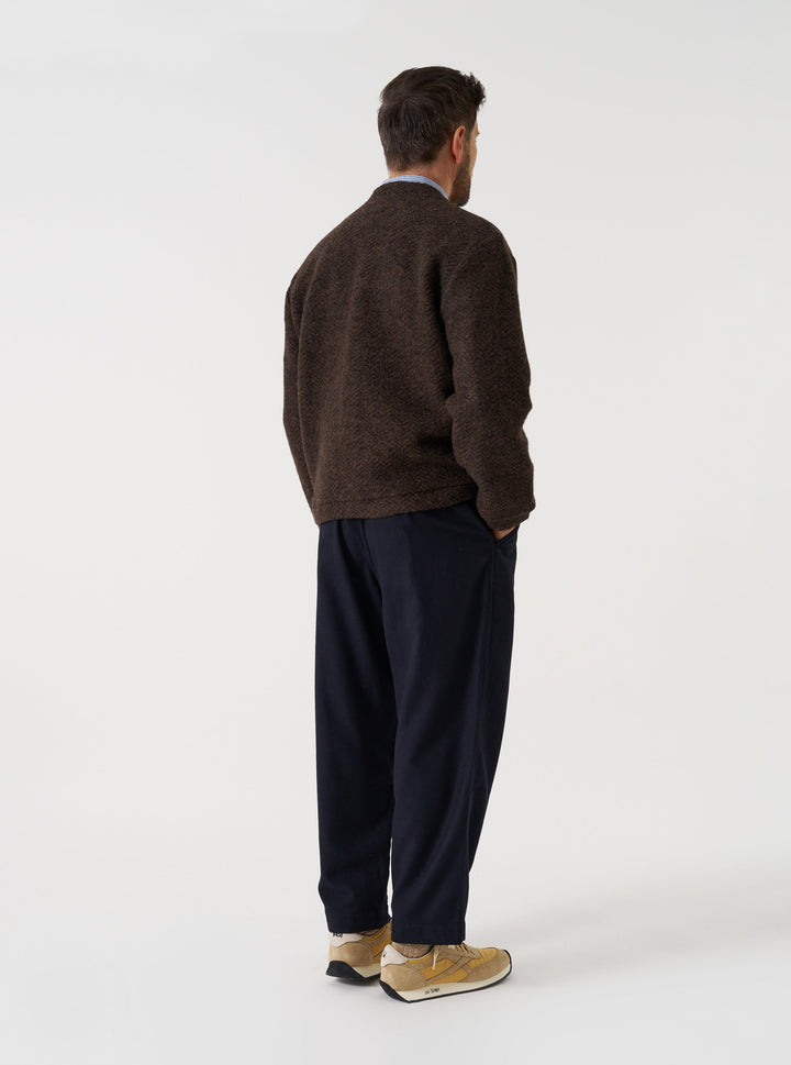 Universal Works Advance Cardigan Raven Fleece Brown Marrone - foto 3