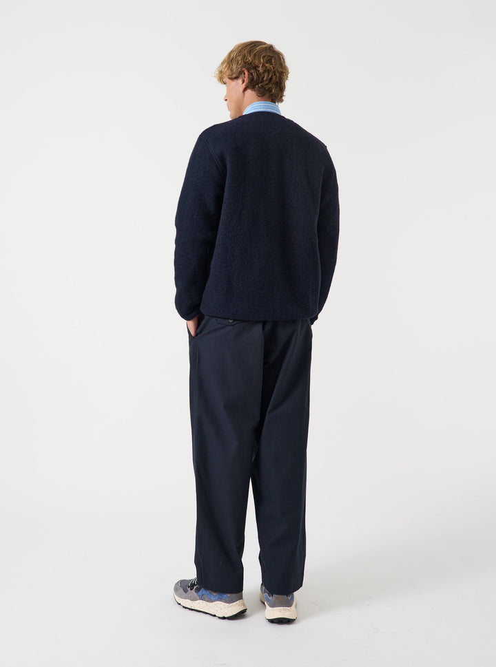 Universal Works Cardigan Wool Fleece Navy Blu - foto 3