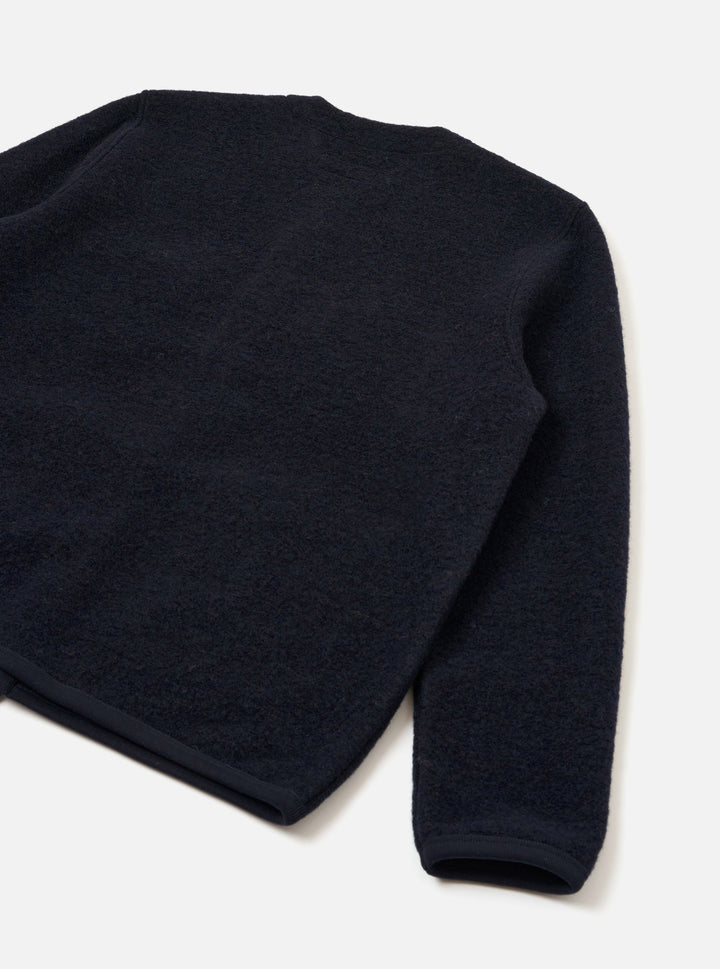 Universal Works Cardigan Wool Fleece Navy Blu - foto 5