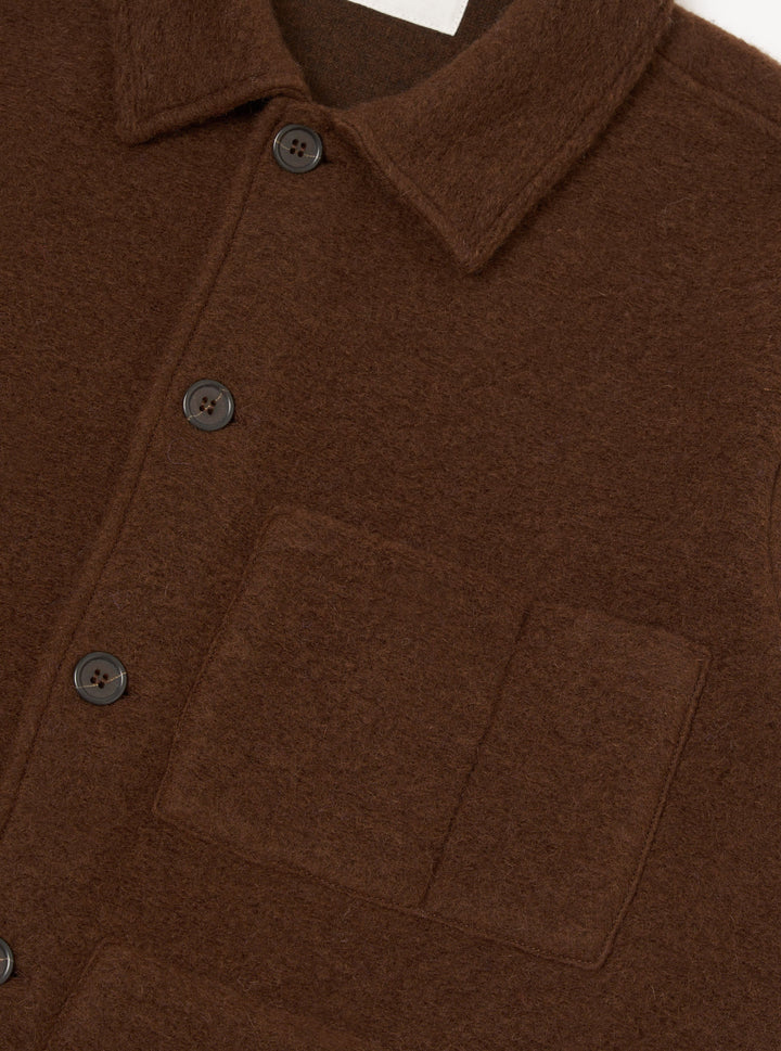 Universal Works Uniform Jacket Wool Fleece Cacao Marrone - foto 6