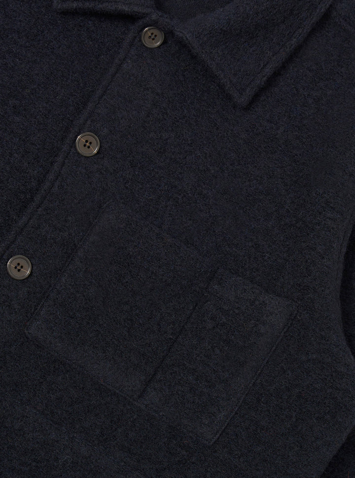Universal Works Uniform Jacket Wool Fleece Navy Blu - foto 6