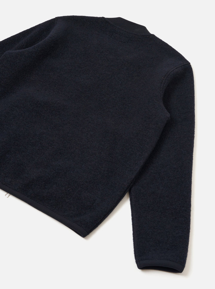 Universal Works Zip Bomber Wool Fleece Navy Blu - foto 5