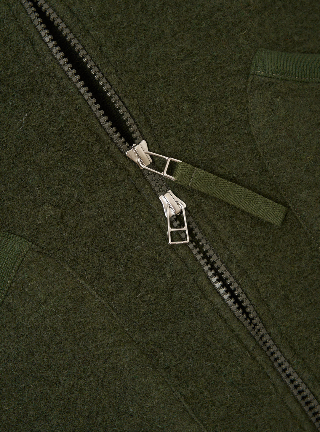 Universal Works Zip Waistcoat Wool Fleece Olive Verde - foto 6