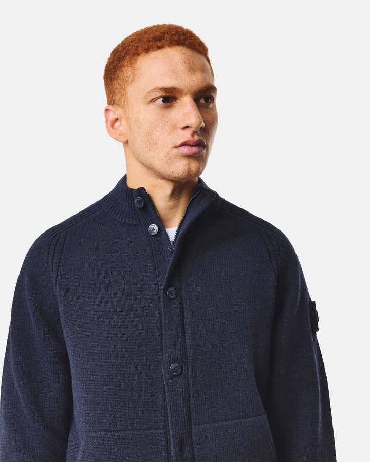 Weekend Offender Gamston Wool Cardigan Navy Blu - foto 3